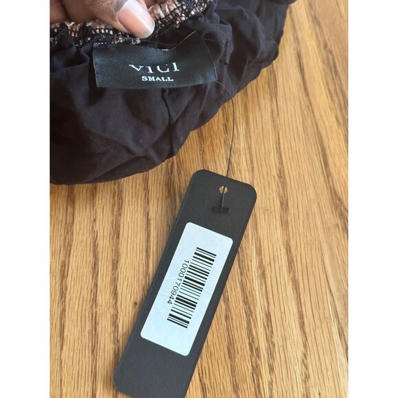 VICI Small Black & Pink Floral Dress With Open Tie Back NWT Oversized Relaxed - Picture 7 of 12